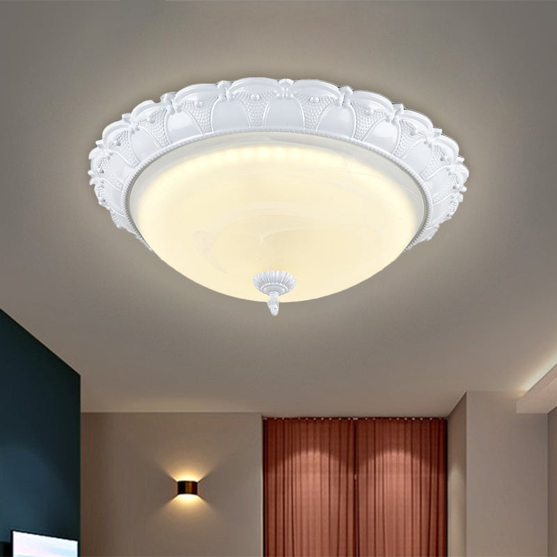 Flush Mount Led Dome Light In Cottage White With Frosted Glass 16’/20.5’ Width - Available Warm