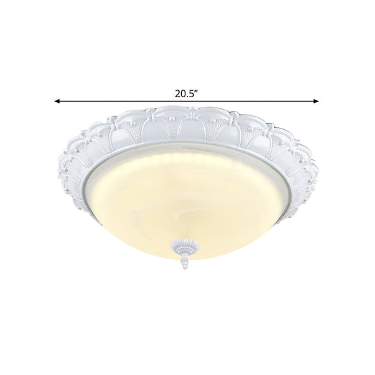 Flush Mount Led Dome Light In Cottage White With Frosted Glass 16’/20.5’ Width - Available Warm