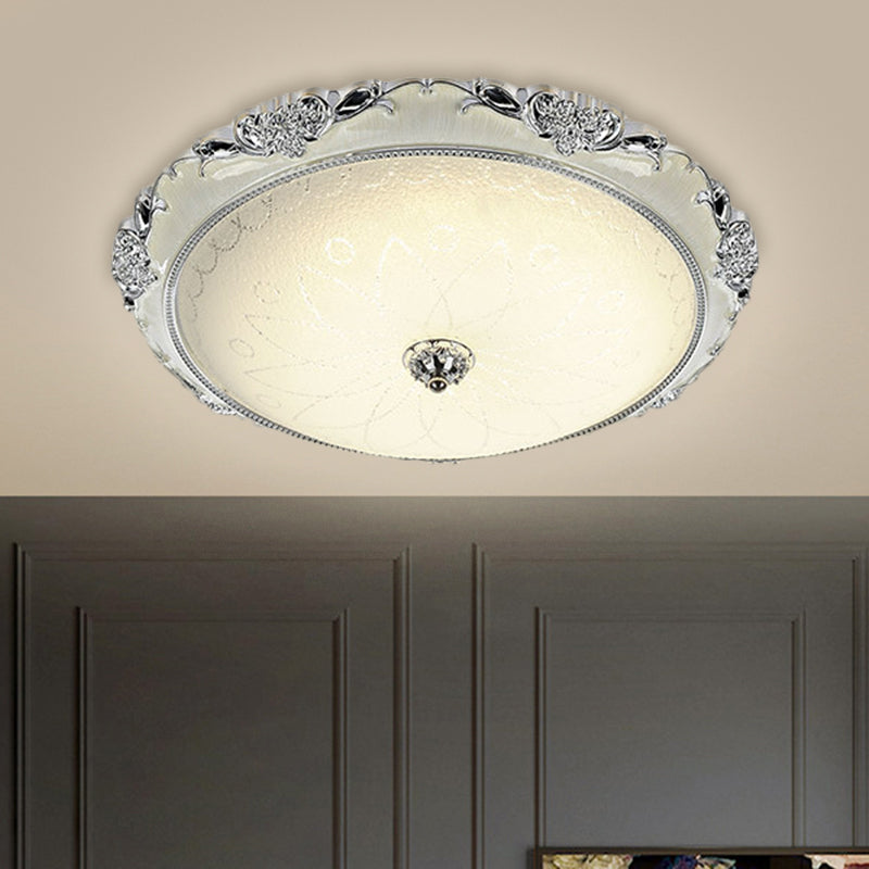 Traditional Round Glass Led Flush Light In Silver/Gold - 12/16/19.5 Width Silver / 12