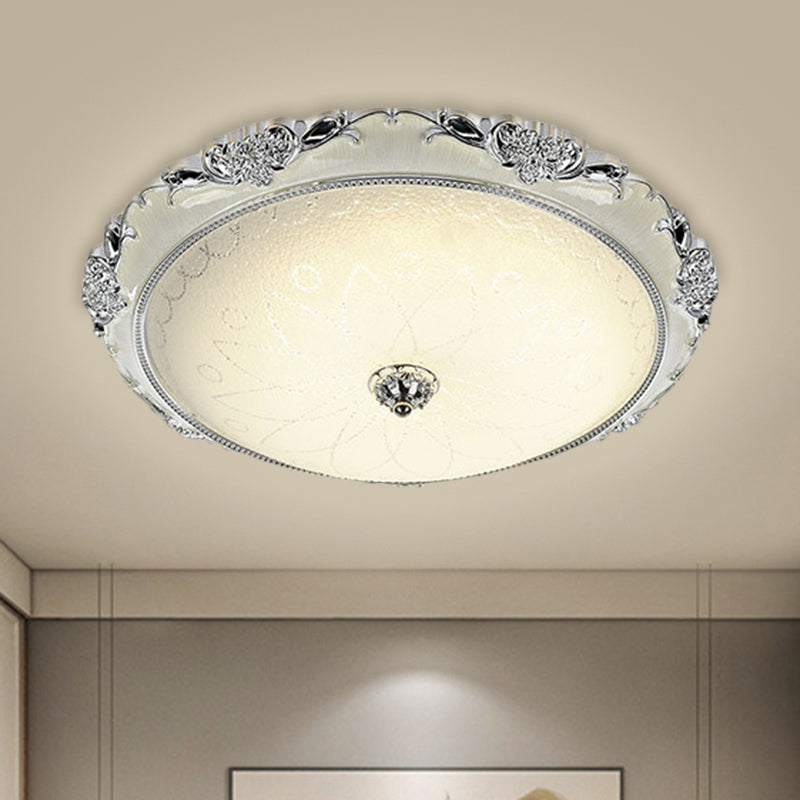 Traditional Round Glass Led Flush Light In Silver/Gold - 12’/16’/19.5’ Width