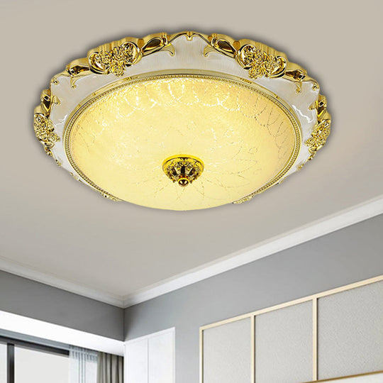 Traditional Round Glass Led Flush Light In Silver/Gold - 12/16/19.5 Width