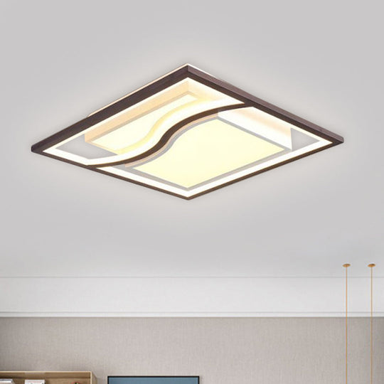 21’ Modern Square Flush Mount Led Ceiling Light In Black - Warm/White / White