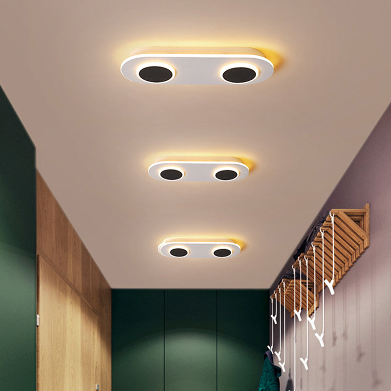 Modern Led Flush Mount Lamp In White With Oval And Round Design Acrylic Shade 18’/25.5’ Width