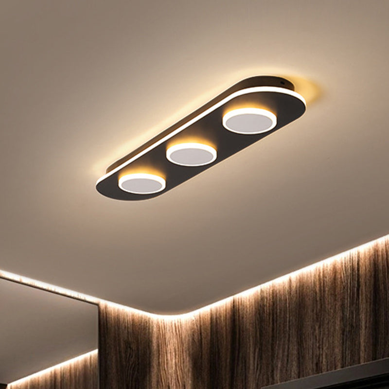 Modern Led Flush Mount Lamp In White With Oval And Round Design Acrylic Shade 18’/25.5’ Width