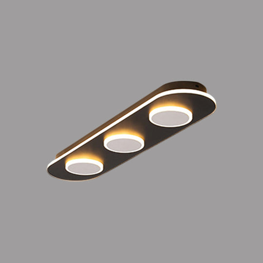 Modern Led Flush Mount Lamp In White With Oval And Round Design Acrylic Shade 18’/25.5’ Width