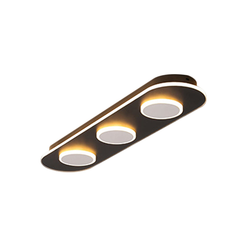 Modern Led Flush Mount Lamp In White With Oval And Round Design Acrylic Shade 18’/25.5’ Width