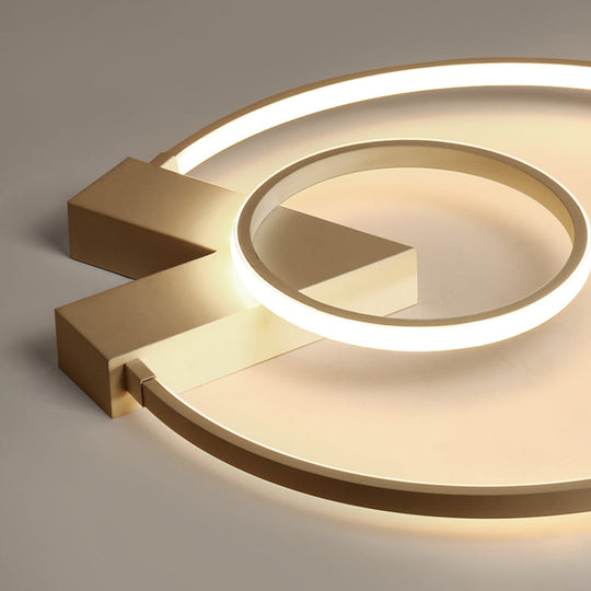 Modern Single Light White/Gold Flushmount Ceiling Fixture With Acrylic Panels