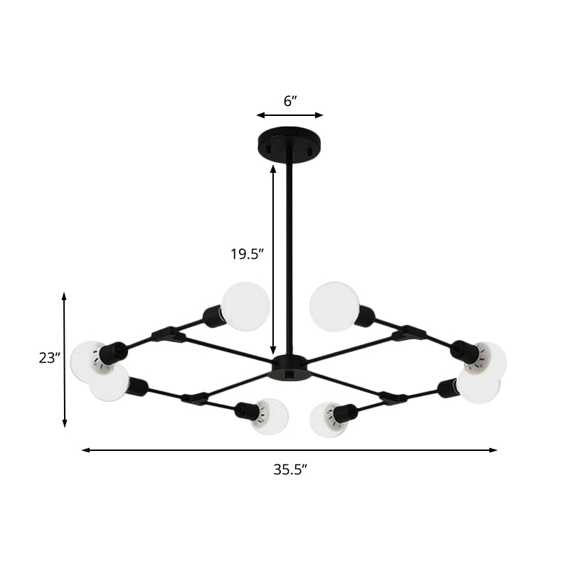 Industrial Style Metallic Black/Gold Chandelier Ceiling Light Fixture - 6/8 Lights For Bedroom