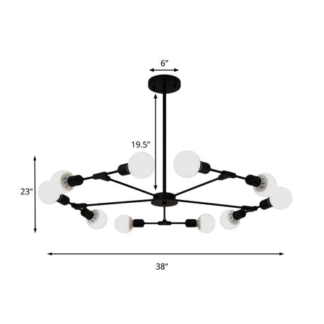 Metallic Black/Gold Chandelier: Modern 6/8 Light Industrial Ceiling Fixture For Bedroom
