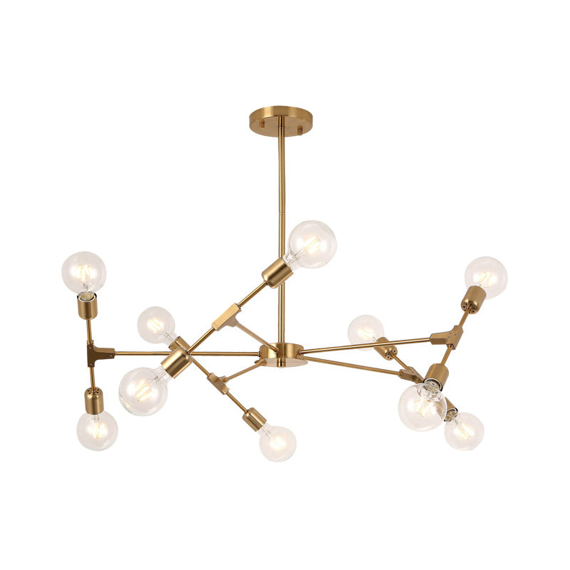 Industrial Style Metallic Black/Gold Chandelier Ceiling Light Fixture - 6/8 Lights For Bedroom