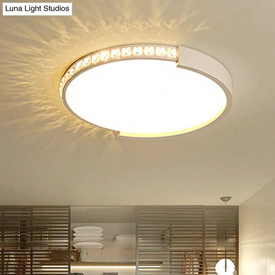 16/19.5/20.5 Wide Crystal Led Flush Mount Ceiling Light For Bedroom And Living Room White / 16.5