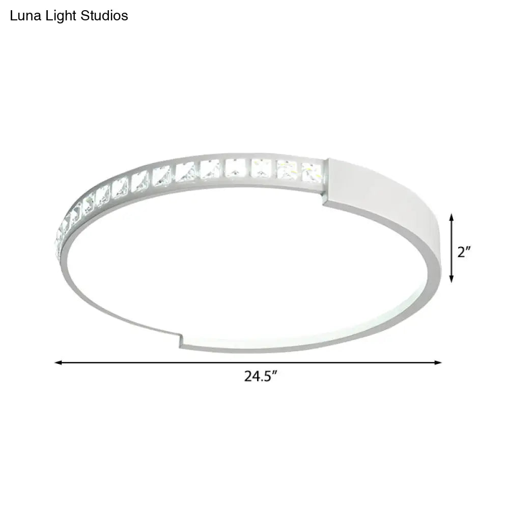 16/19.5/20.5 Wide Crystal Led Flush Mount Ceiling Light For Bedroom And Living Room