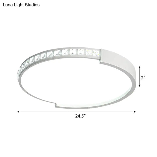 16/19.5/20.5 Wide Crystal Led Flush Mount Ceiling Light For Bedroom And Living Room