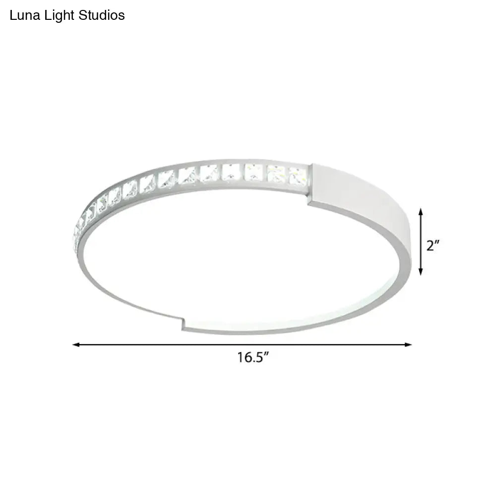 16/19.5/20.5 Wide Crystal Led Flush Mount Ceiling Light For Bedroom And Living Room