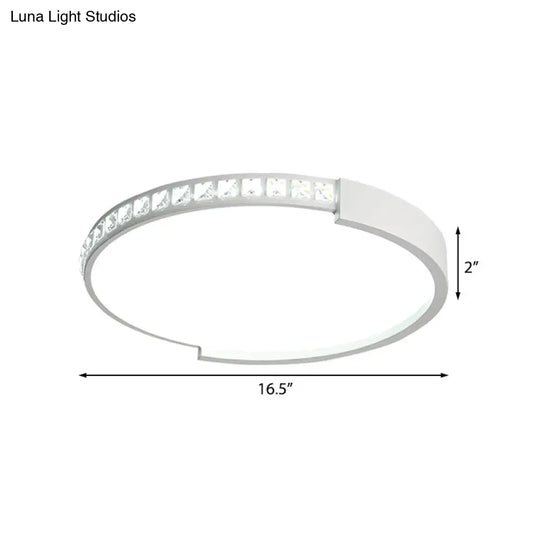 16/19.5/20.5 Wide Crystal Led Flush Mount Ceiling Light For Bedroom And Living Room