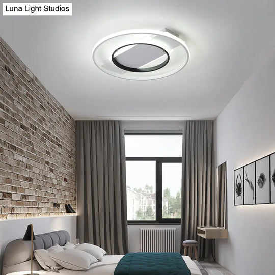 16’/19.5’/23.5’ Acrylic Ring Flush Ceiling Light - 2 Heads Black & White Bedroom (Warm/White)