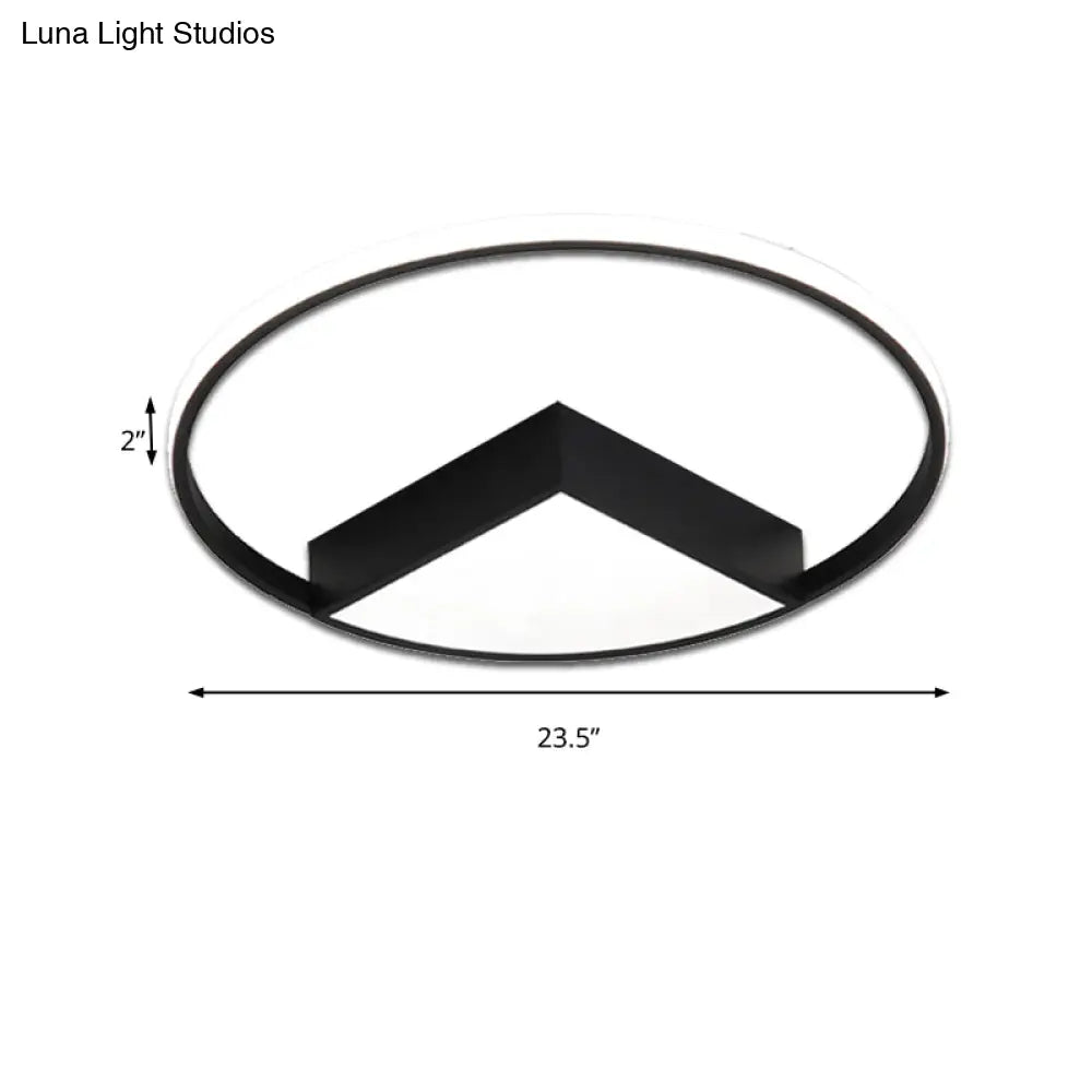 16’/19.5’/23.5’ Wide Acrylic Flushmount Led Ceiling Light In Black/White With Warm/White Lighting
