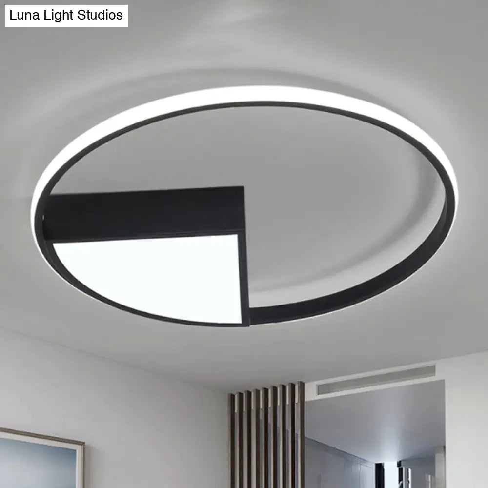 16/19.5/23.5 Wide Acrylic Flushmount Led Ceiling Light In Black/White With Warm/White Lighting