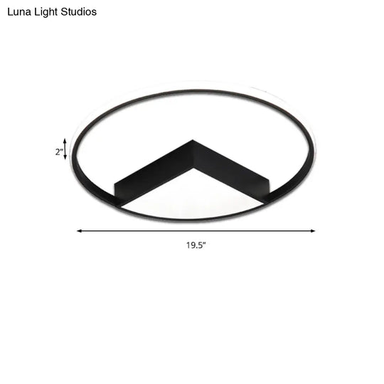 16/19.5/23.5 Wide Acrylic Flushmount Led Ceiling Light In Black/White With Warm/White Lighting