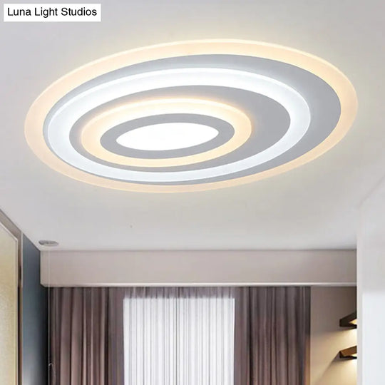 16/19.5/25.5 Wide Oval Acrylic Flush Lamp - Contemporary Led White Mount Ceiling Fixture Warm/White
