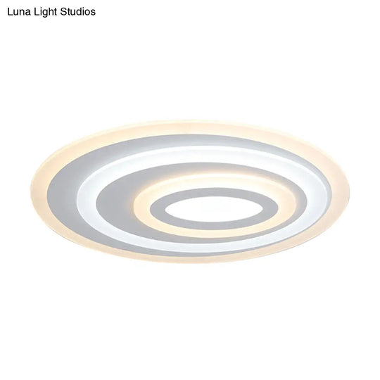 16/19.5/25.5 Wide Oval Acrylic Flush Lamp - Contemporary Led White Mount Ceiling Fixture Warm/White