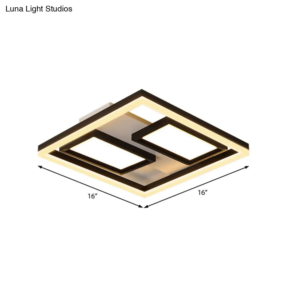16/19.5/35.5/43 Wide Superthin Flush Light - Nordic Style Black Metal Led Ceiling (Warm/White)