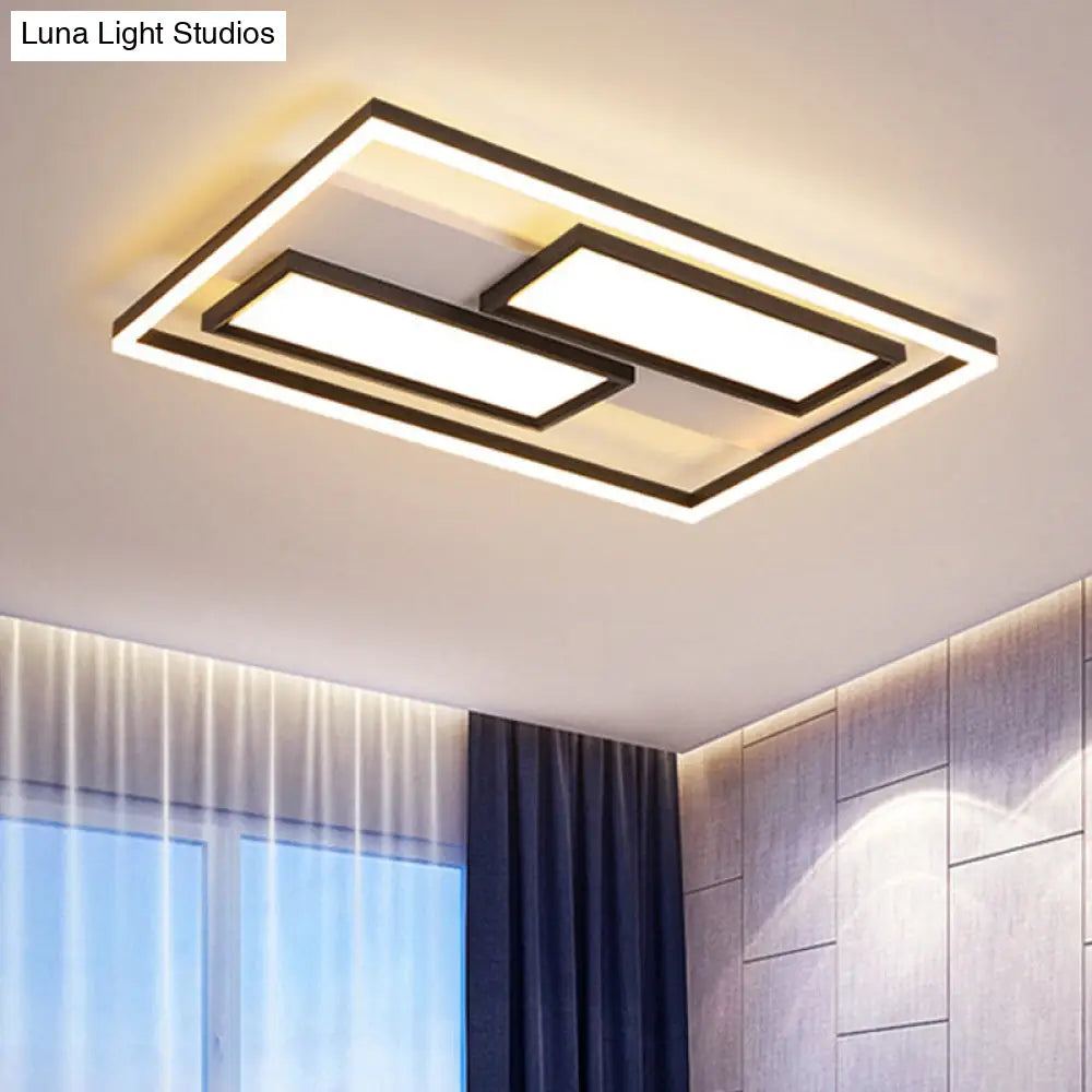 16/19.5/35.5/43 Wide Superthin Flush Light - Nordic Style Black Metal Led Ceiling (Warm/White) /