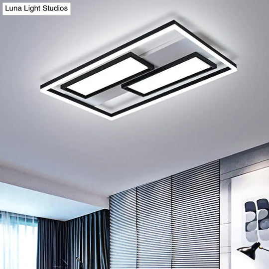 16/19.5/35.5/43 Wide Superthin Flush Light - Nordic Style Black Metal Led Ceiling (Warm/White) /