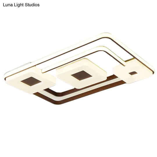 16’/19.5’/35.5’ Coffee Square/Rectangular Led Flush Mount Lamp - White Light Acrylic Ceiling