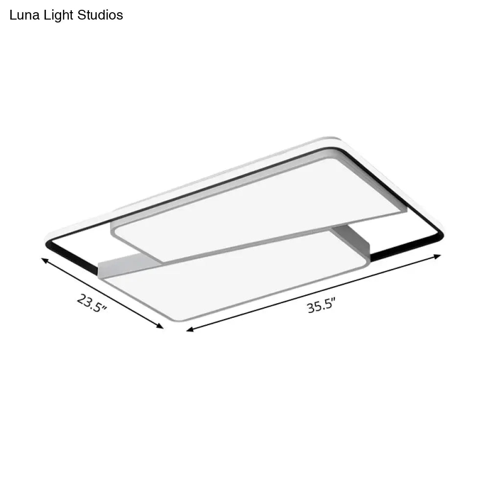 16/19.5/35.5 Rectangular/Square Flush Mount Led Ceiling Light - Modern White Fixture For Bedroom