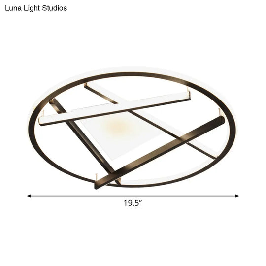 16’/19.5’ Acrylic Ring Led Flush Mount Ceiling Light In Black White/Warm