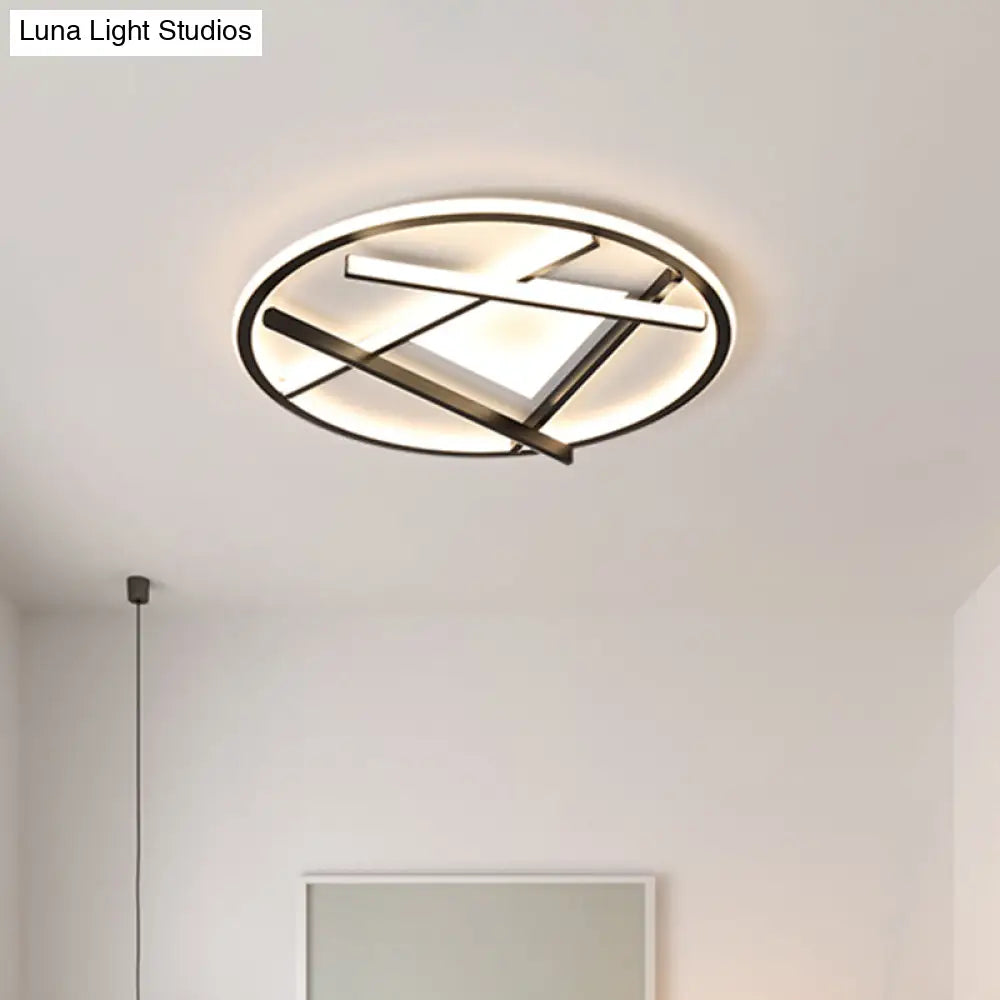 16’/19.5’ Acrylic Ring Led Flush Mount Ceiling Light In Black White/Warm