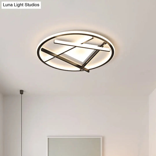 16’/19.5’ Acrylic Ring Led Flush Mount Ceiling Light In Black White/Warm
