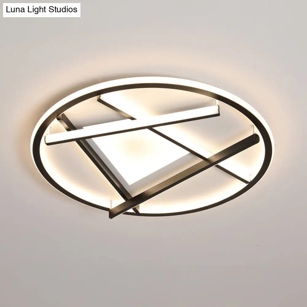 16’/19.5’ Acrylic Ring Led Flush Mount Ceiling Light In Black White/Warm