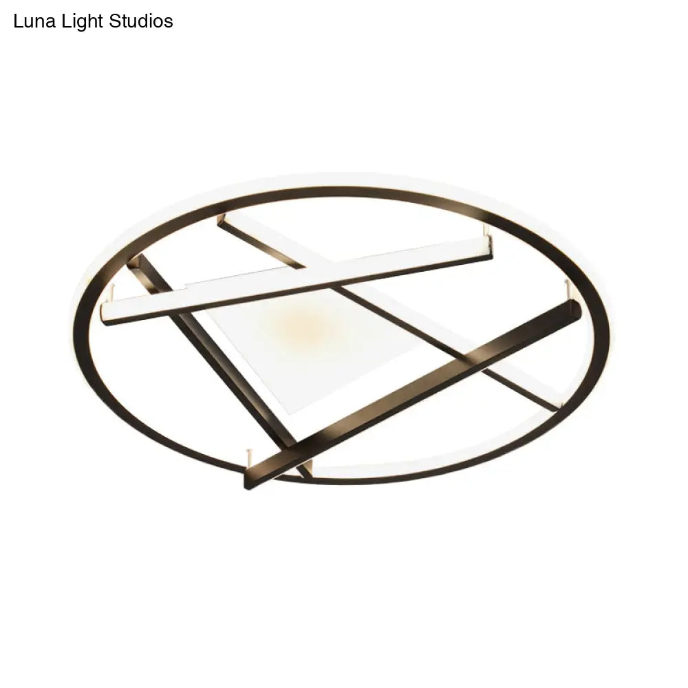 16/19.5 Acrylic Ring Led Flush Mount Ceiling Light In Black White/Warm