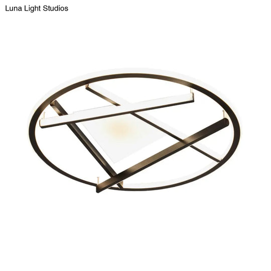 16/19.5 Acrylic Ring Led Flush Mount Ceiling Light In Black White/Warm