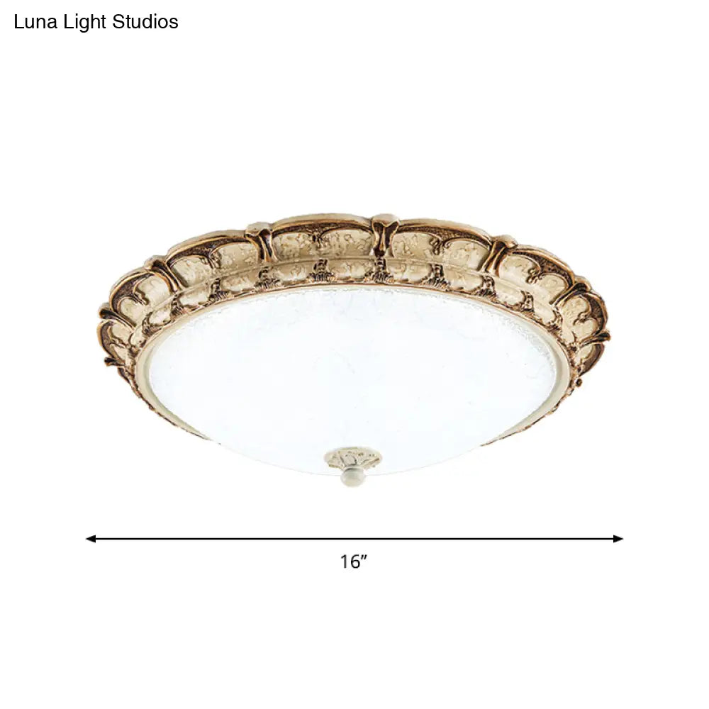 16’/19.5’ Antique - Style Brown Floral Flushmount Led Ceiling Light In Opal Glass - Warm/White