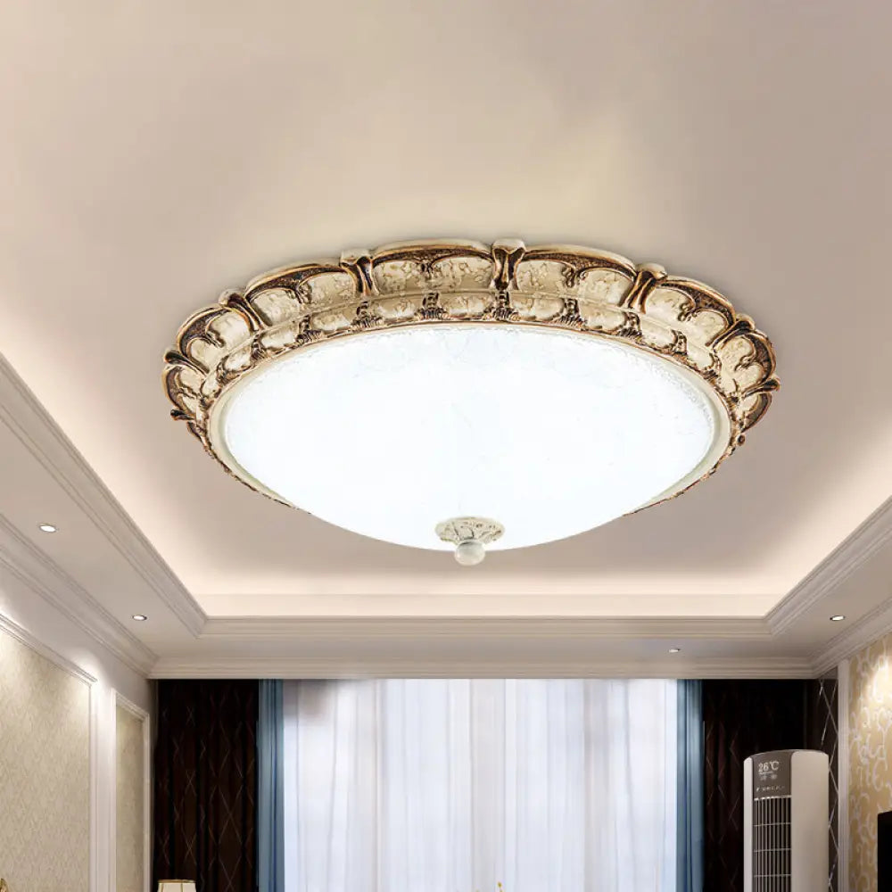16’/19.5’ Antique - Style Brown Floral Flushmount Led Ceiling Light In Opal Glass - Warm/White