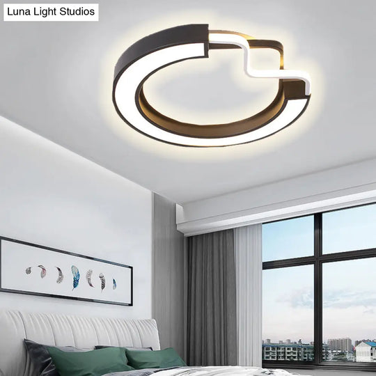 16’/19.5’ Contemporary Metal Led Flush Mount Lamp – Black/White Square/Round Ceiling Fixture