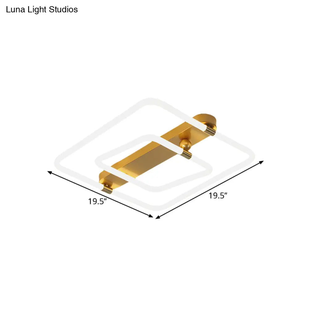 16/19.5 Contemporary Metal Led Gold Flush Mount Ceiling Light In Warm/White