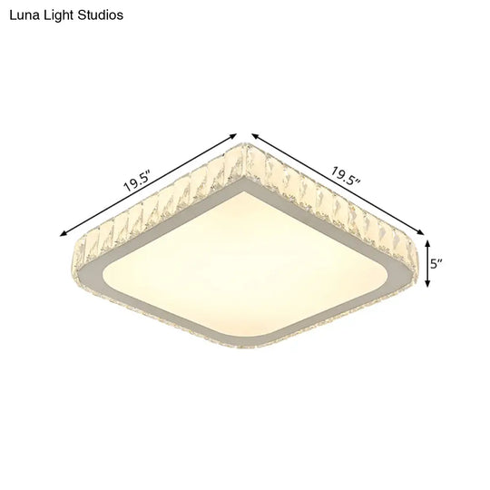 16’/19.5’ Crystal Flushmount Led Ceiling Light - Minimalist Square Design White