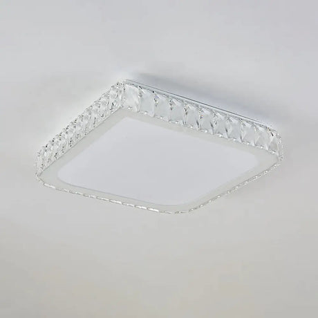 16/19.5 Crystal Flushmount Led Ceiling Light - Minimalist Square Design White