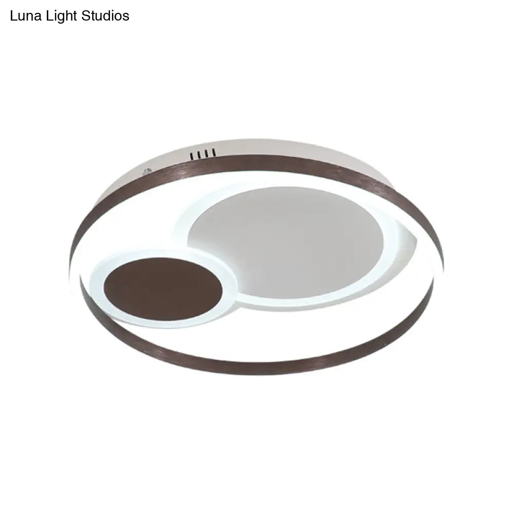 16’/19.5’ Dia Metal Orbit Ceiling Flush Light With Stepless Dimming - Modern Coffee Led