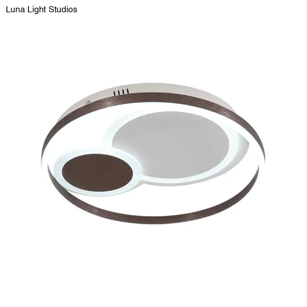 16/19.5 Dia Metal Orbit Ceiling Flush Light With Stepless Dimming - Modern Coffee Led Flushmount