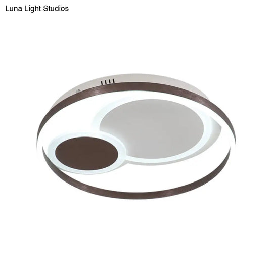 16/19.5 Dia Metal Orbit Ceiling Flush Light With Stepless Dimming - Modern Coffee Led Flushmount