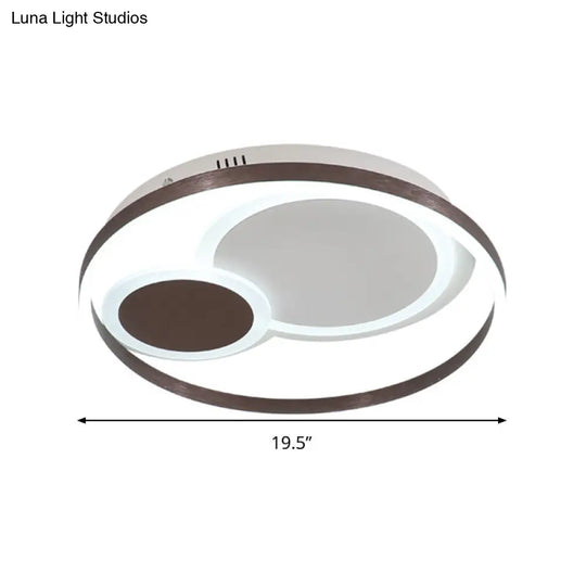 16/19.5 Dia Metal Orbit Ceiling Flush Light With Stepless Dimming - Modern Coffee Led Flushmount