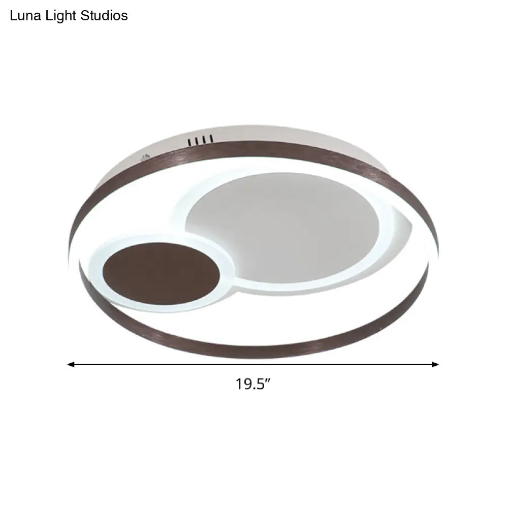 16’/19.5’ Dia Metal Orbit Ceiling Flush Light With Stepless Dimming - Modern Coffee Led