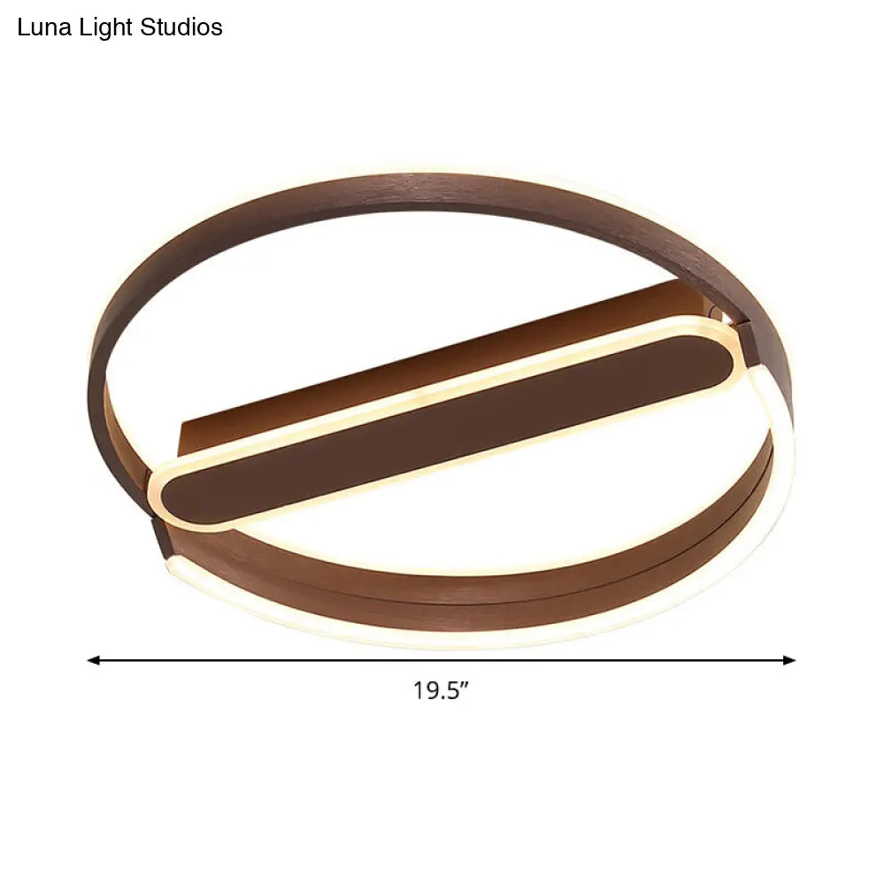 16/19.5 Flush Mount Coffee Halo Ring Led Ceiling Light In Warm/White With Stepless Dimming & Remote