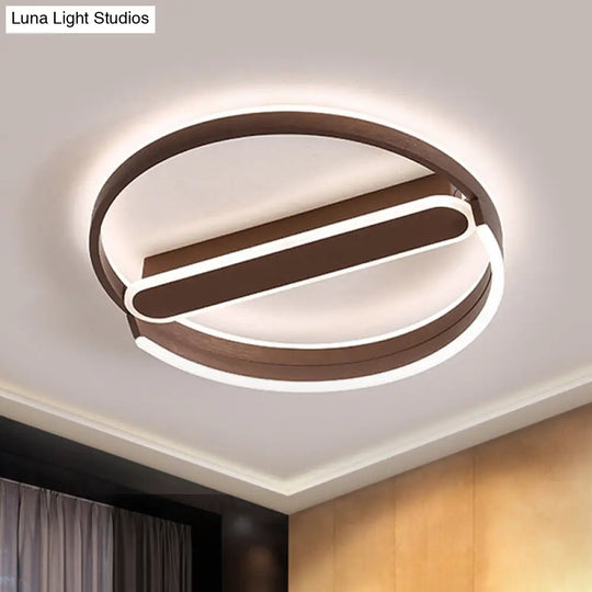 16/19.5 Flush Mount Coffee Halo Ring Led Ceiling Light In Warm/White With Stepless Dimming & Remote