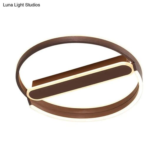 16/19.5 Flush Mount Coffee Halo Ring Led Ceiling Light In Warm/White With Stepless Dimming & Remote